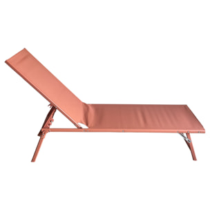 Lot de 2 bains de soleil pliants SICILIA en textilène terracotta - structure terracotta