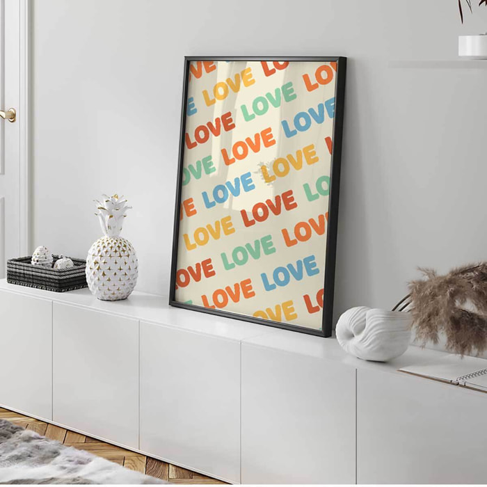 Affiche encadrée typographie LOVE colorée Affiche + cadre en métal - Noir