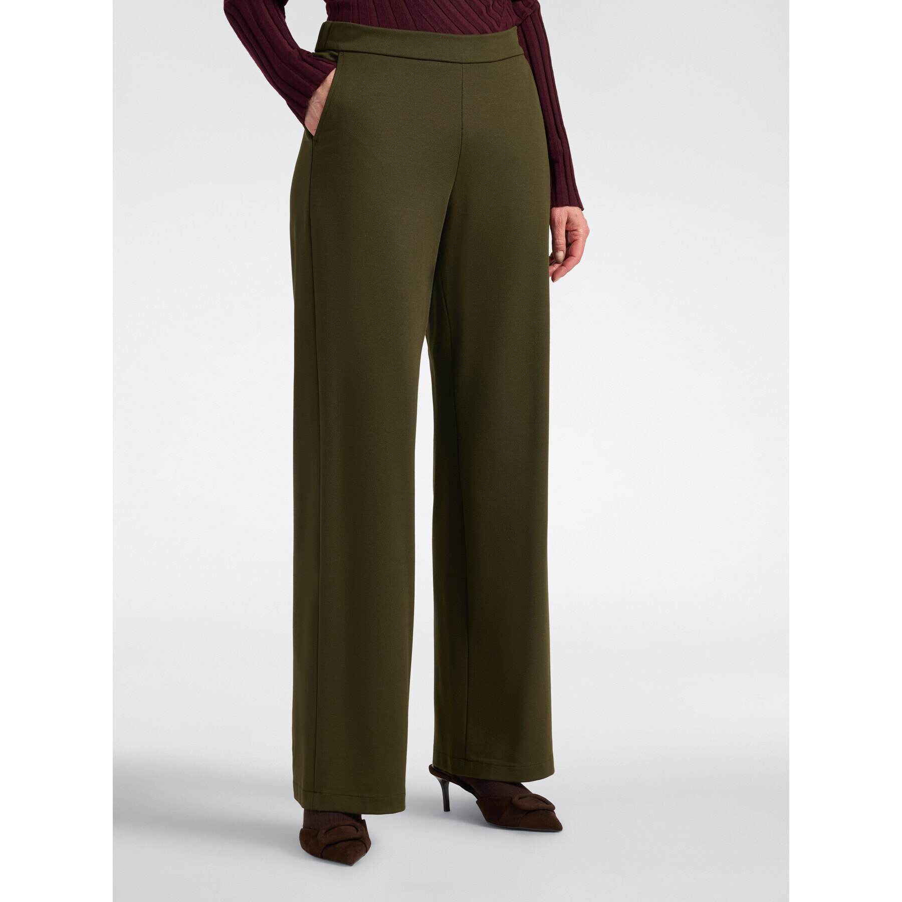 Elena Mirò - Pantalones palazzo en mezcla de viscosa - Verde militare
