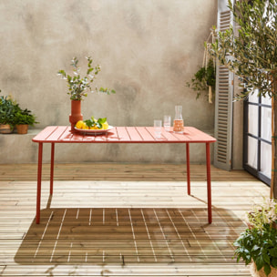 Table de jardin métal 6-8 places. terracotta. Amelia. 160x90xH72.5cm