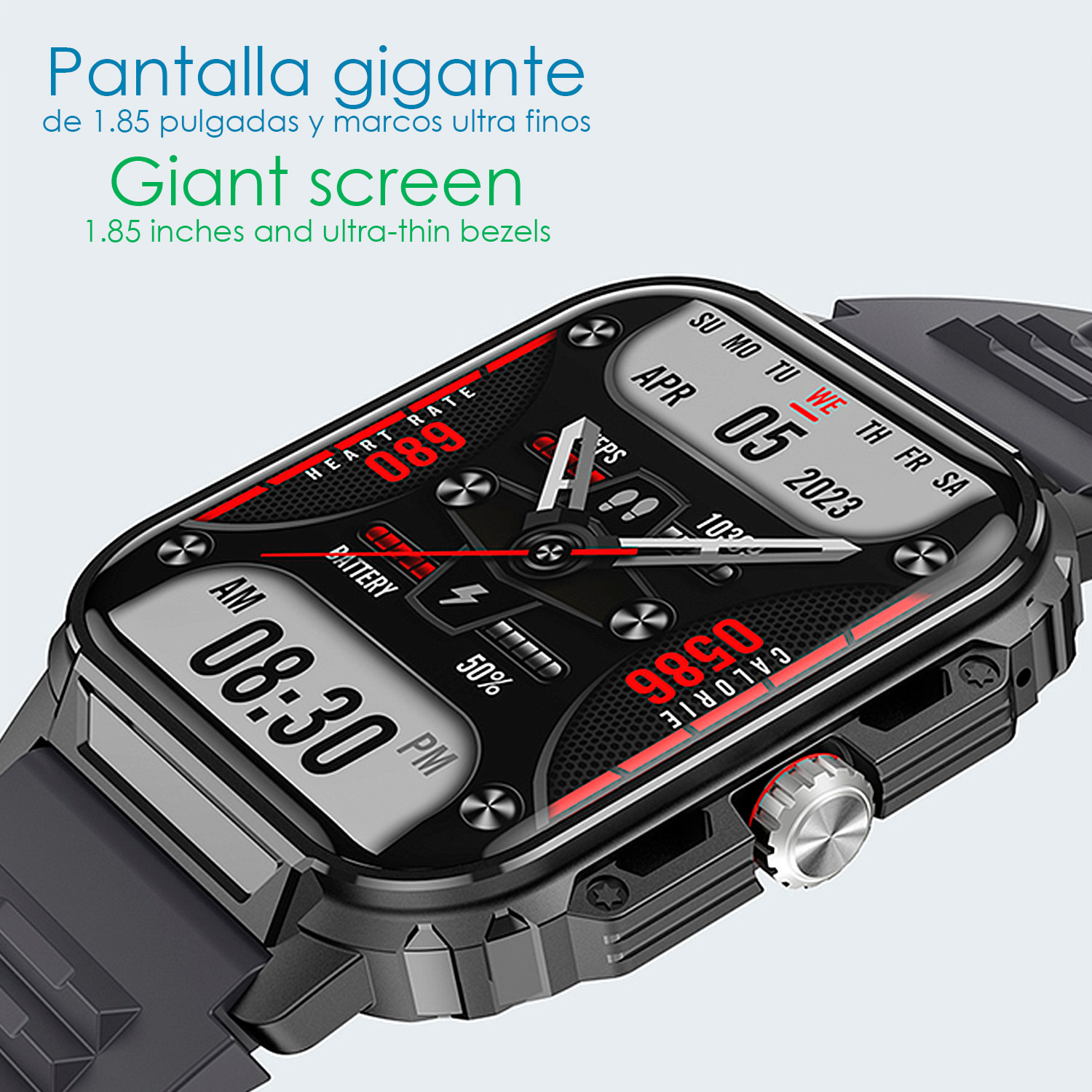 Smartwatch Y1 con monitor della salute avanzato, chiamate Bluetooth e oltre 50 modalità sportive.