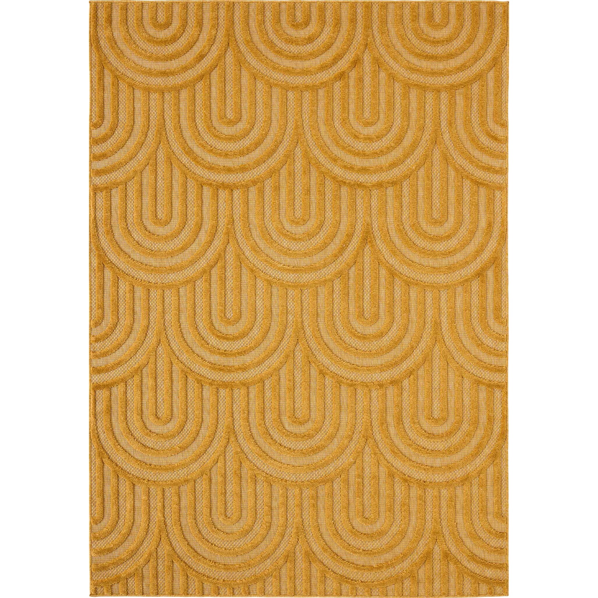 SANTORINI - Tapis d'intérieur/extérieur à motifs en relief arc - Jaune