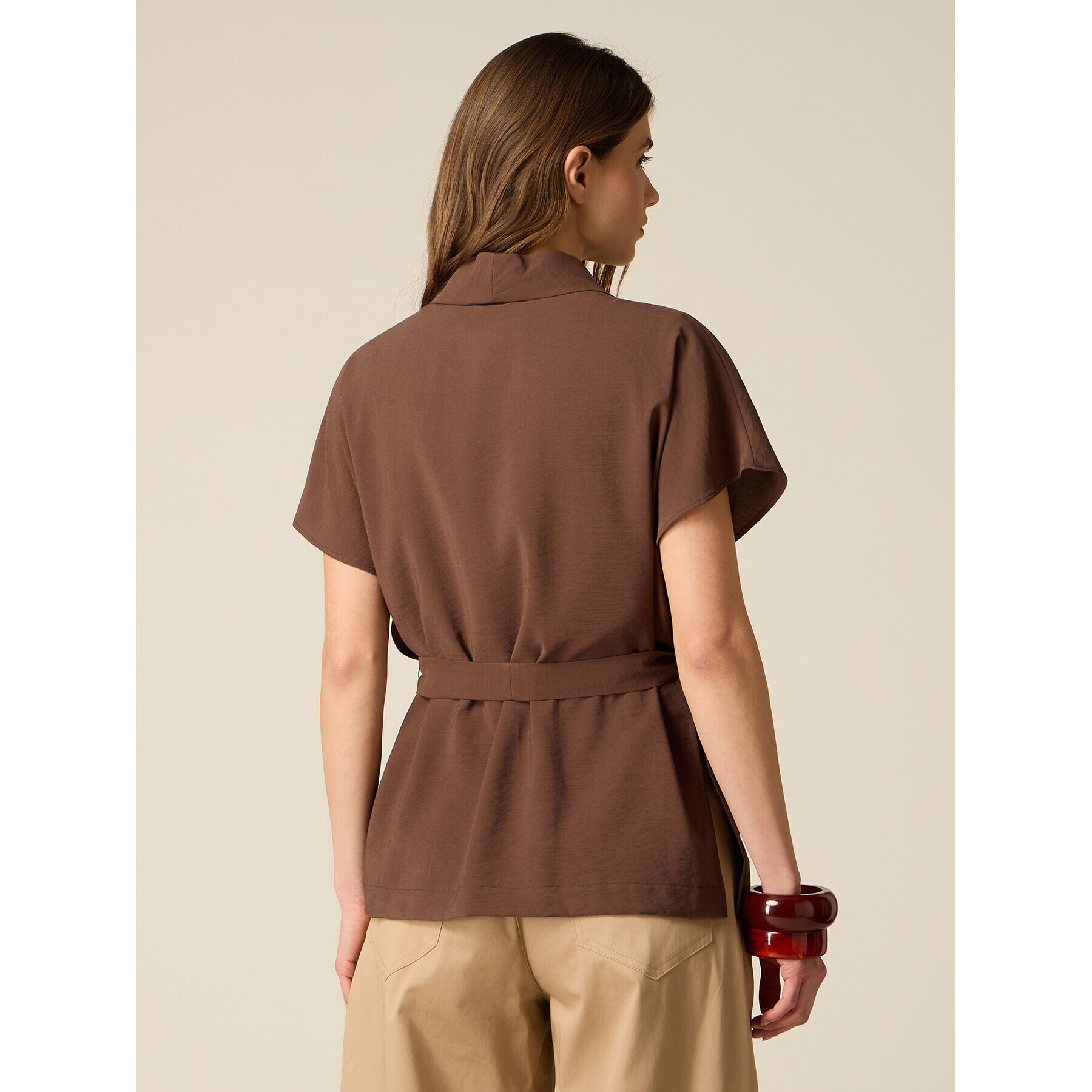Oltre - Chaqueta desestructurada en gabardina - Marrón