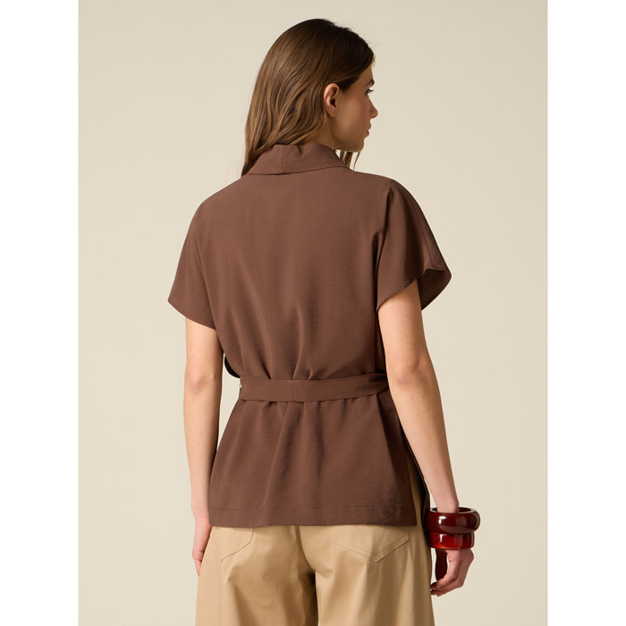 Oltre - Chaqueta desestructurada en gabardina - Marrón
