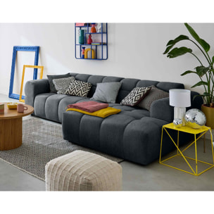 Ray - canapé d'angle droit - 4 places - en tissu texturé - Gris