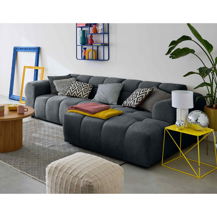 Ray - canapé d'angle droit - 4 places - en tissu texturé - Gris