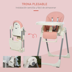 Trona para Bebé Evolutiva Ajustable y Plegable Rosa