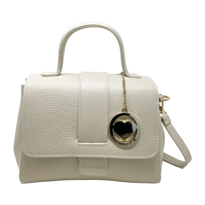 Chicca Borse - Borsa a Mano Donna in Vera Pelle - Colore Beige