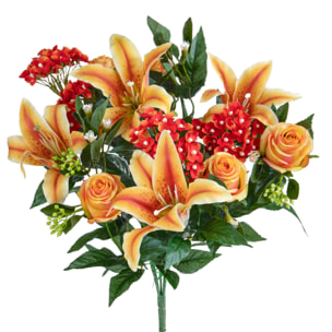 Bouquet Lilium/Achillea 50 Cm - Pezzi 1 - 18X50X18cm - Colore: Giallo - Bianchi Dino - Fiori Artificiali