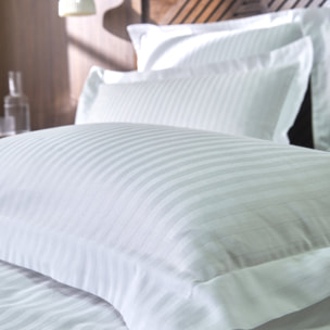 Housse de couette premium 100% satin de coton 90 fils - rayéé blanc