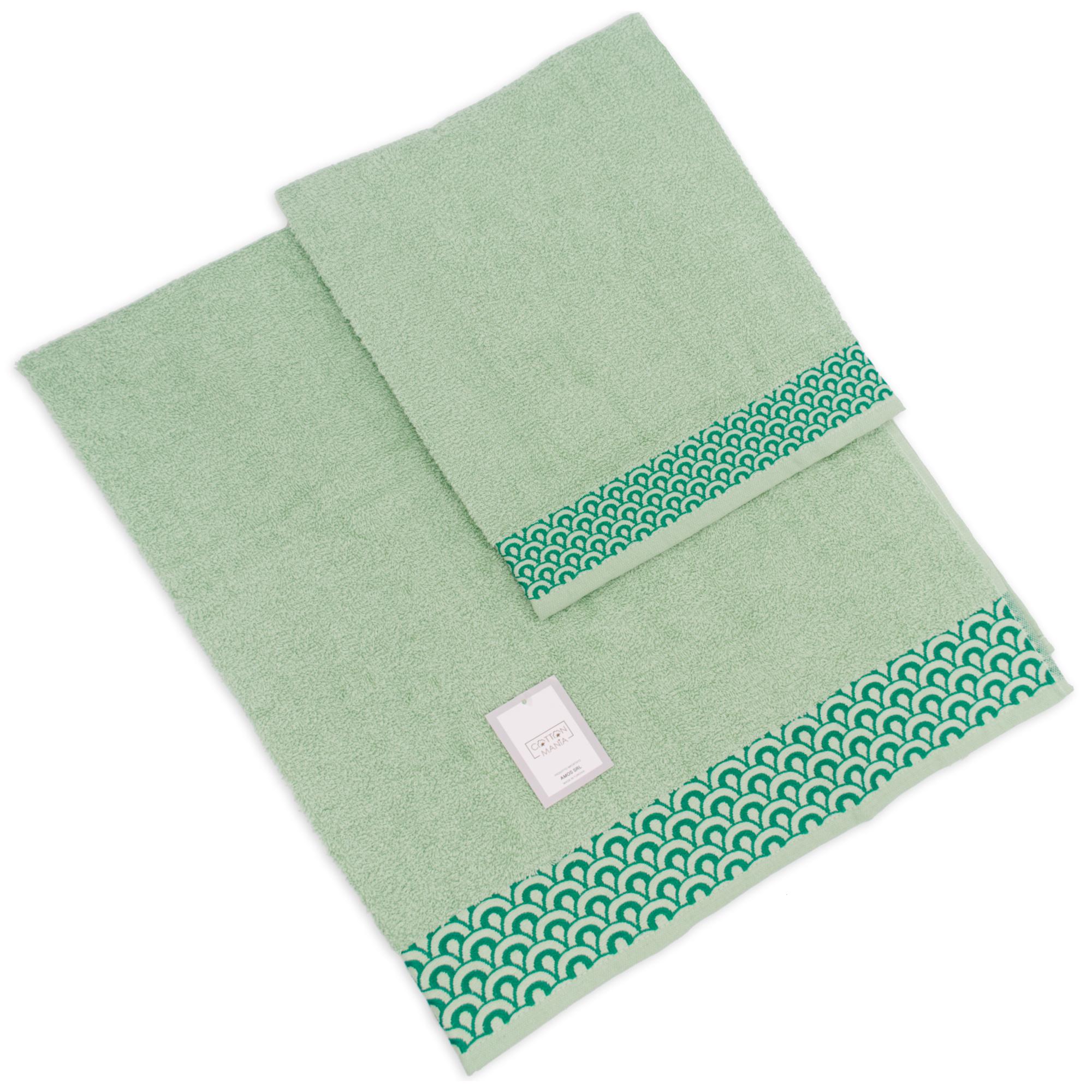 SET ASCIUGAMANI COTTON MANIA - POINT - VERDE CHIARO SALVIA