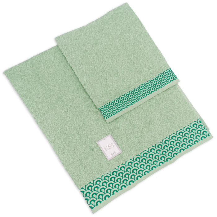 SET ASCIUGAMANI COTTON MANIA - POINT - VERDE CHIARO SALVIA