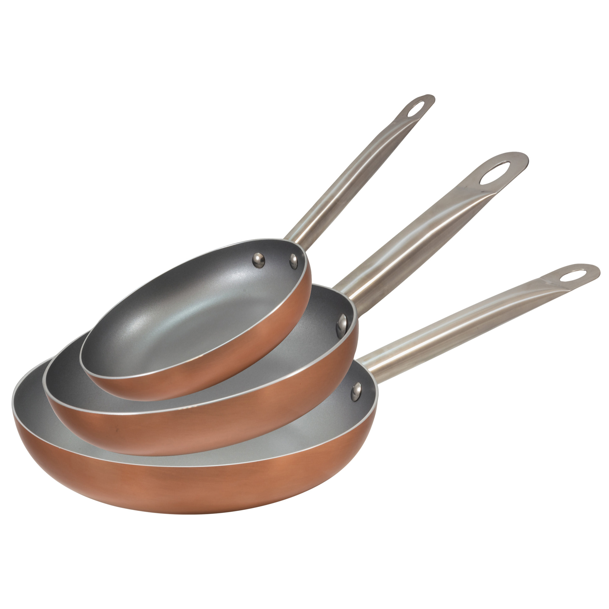 Set 3pc sarten (18,22,26cm) aluminio prensado, aptas para inducción, Optimum Plus