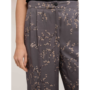 Motivi - Pantaloni palazzo in twill di viscosa con stampa a fiori - Grigio