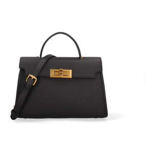 Borsa a mano da donna Made in Italy - Modello Embera Plus - 100% pelle - 28.0 x 17.0 x 9.0 cm