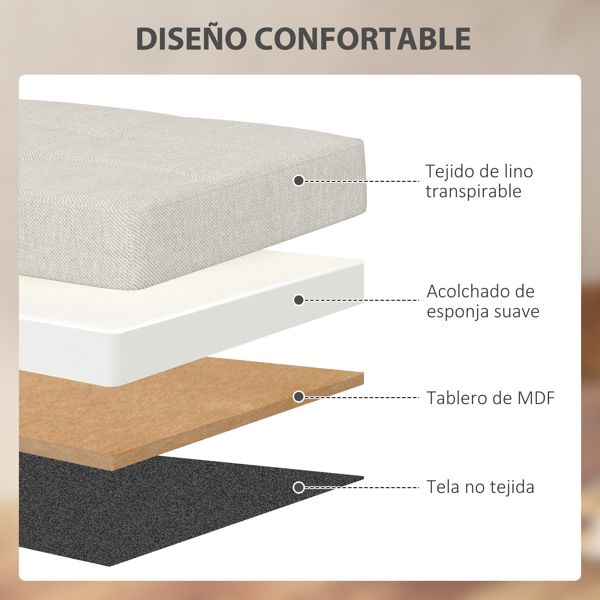 Puff Almacenaje, Banco Almacenaje Plegable, 84 L, 76x38x38 cm, Tapizado en Lino Sintético, Baúl de Almacenamiento, Carga 120 kg, Taburete para Sala de Estar, Dormitorio, Entrada, Crema