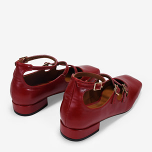 Zapatos Mary Jane rojos con tacón