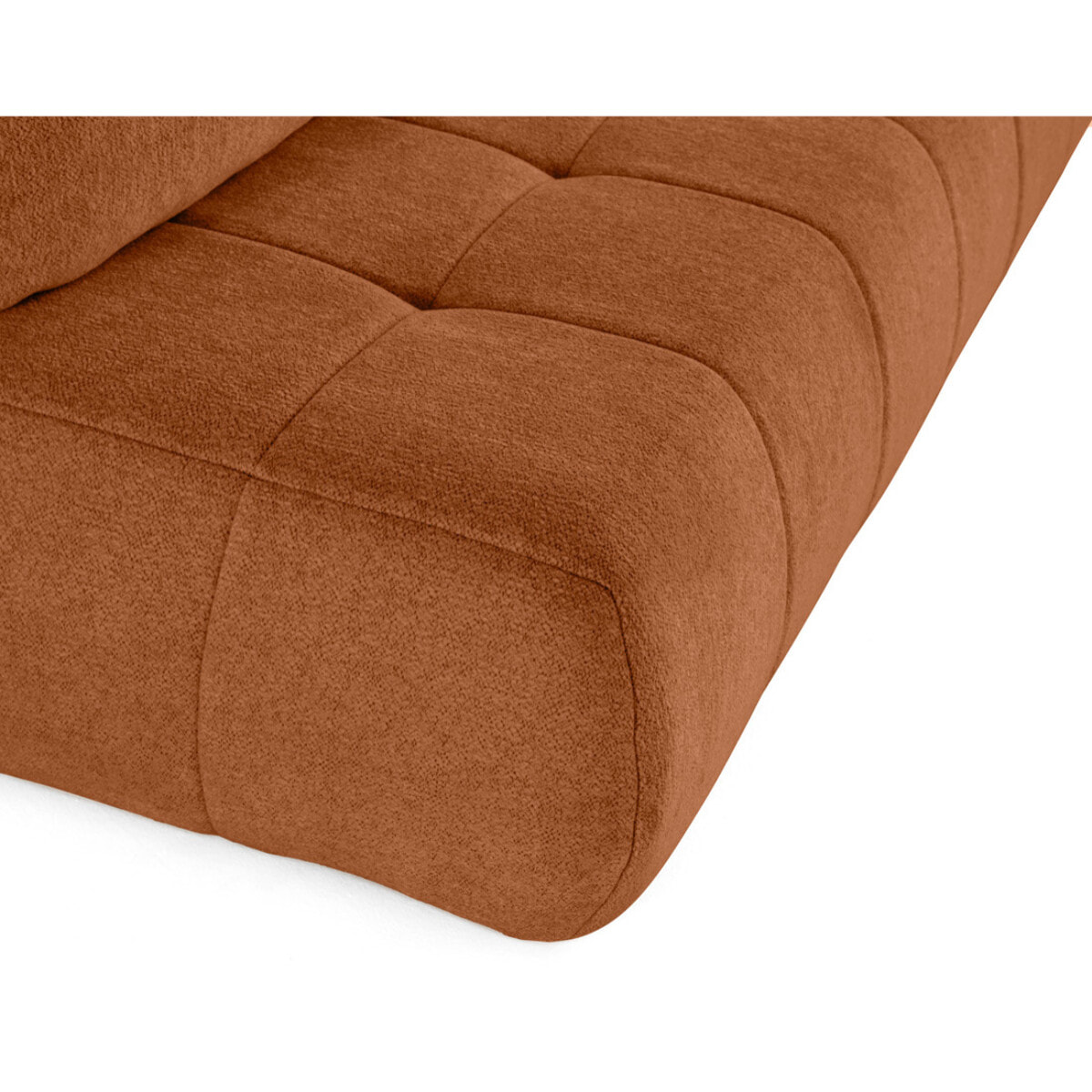 Bowie - canapé 3 places convertible coffre + coussin rond inclus en tissu texturé - Terracotta