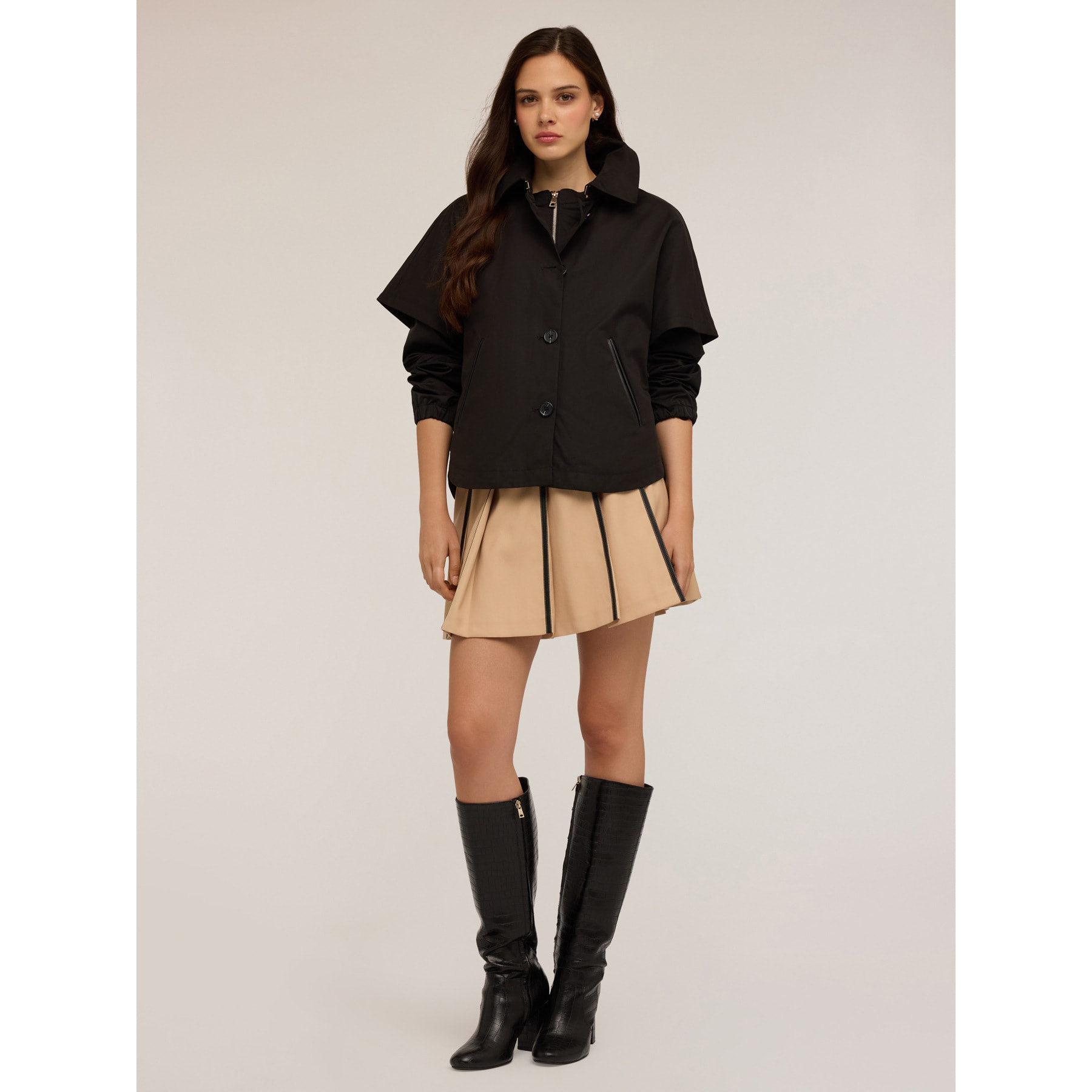 Motivi - Bomber de raso con capa desmontable - Negro