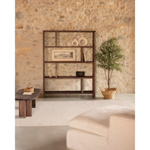 Étagère en bois massif ton noyer de 180x140cm Hauteur: 180 Longueur: 140 Largeur: 35