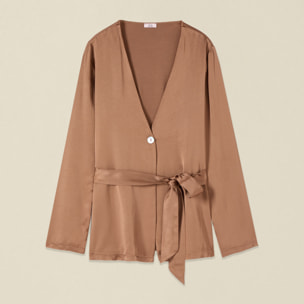 Oltre - Giacca destrutturata in raso di viscosa - Marrone