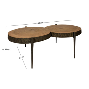 TABLE BASSE EN BOIS D'ACACIA MASSIF 140X80XH43CM LAGOS