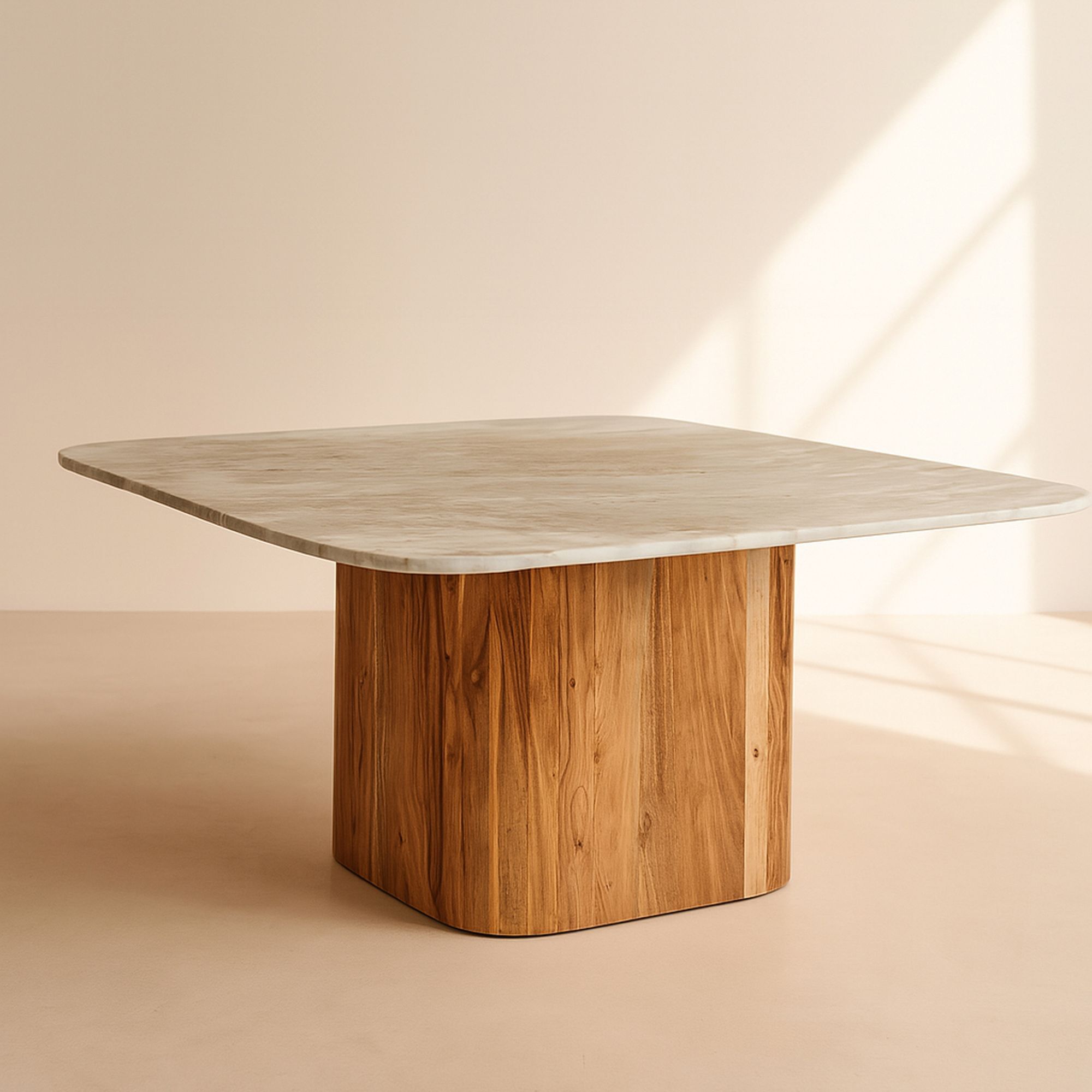 Table basse en marbre gris et pied en bois d'acacia  BERGEN