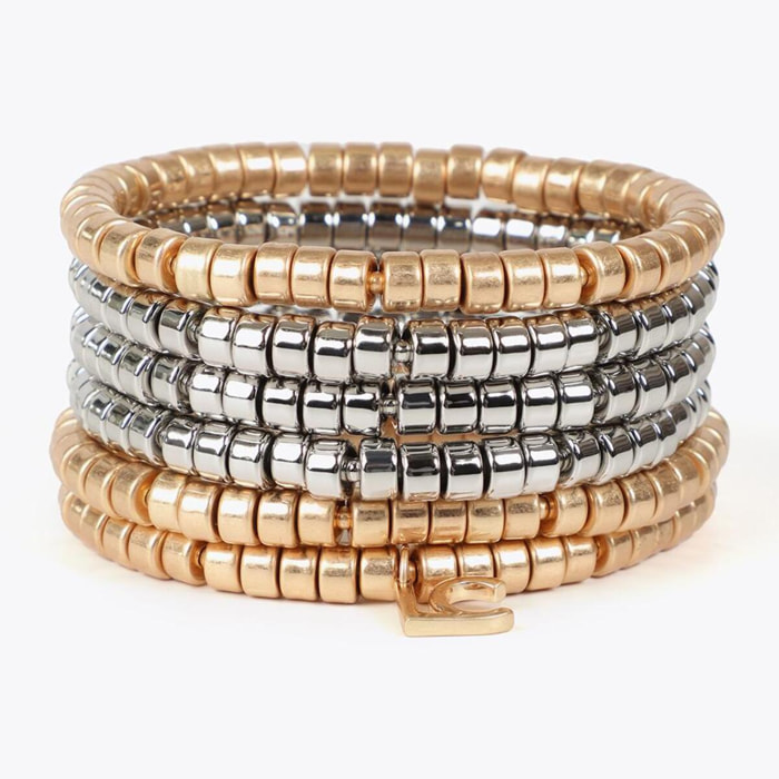 Set Braccialetti Elasticizzati Effetto Metallico Bicolore