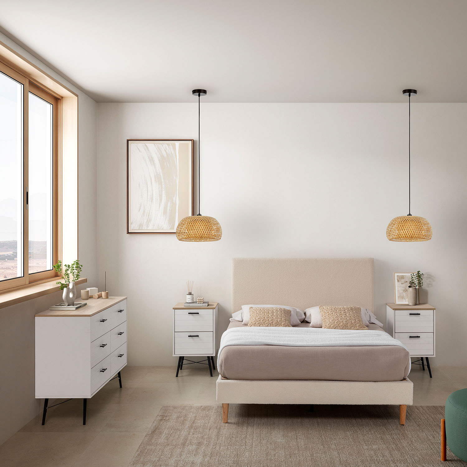 Cabecero Niebla 150x60 cm tela borreguito Beige