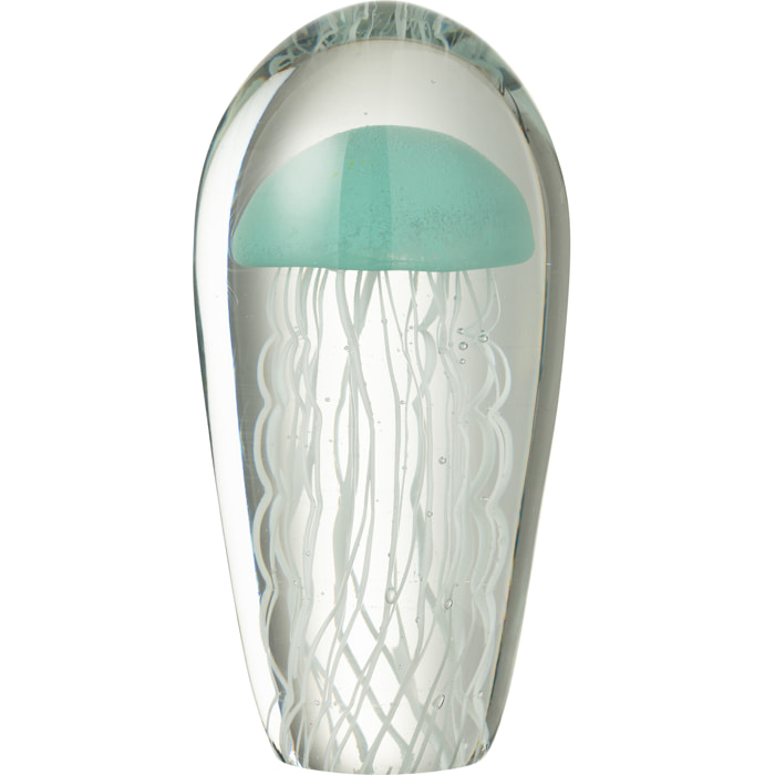 J-Line presse-papier Calypso Oval - verre - transparent/bleu clair - large