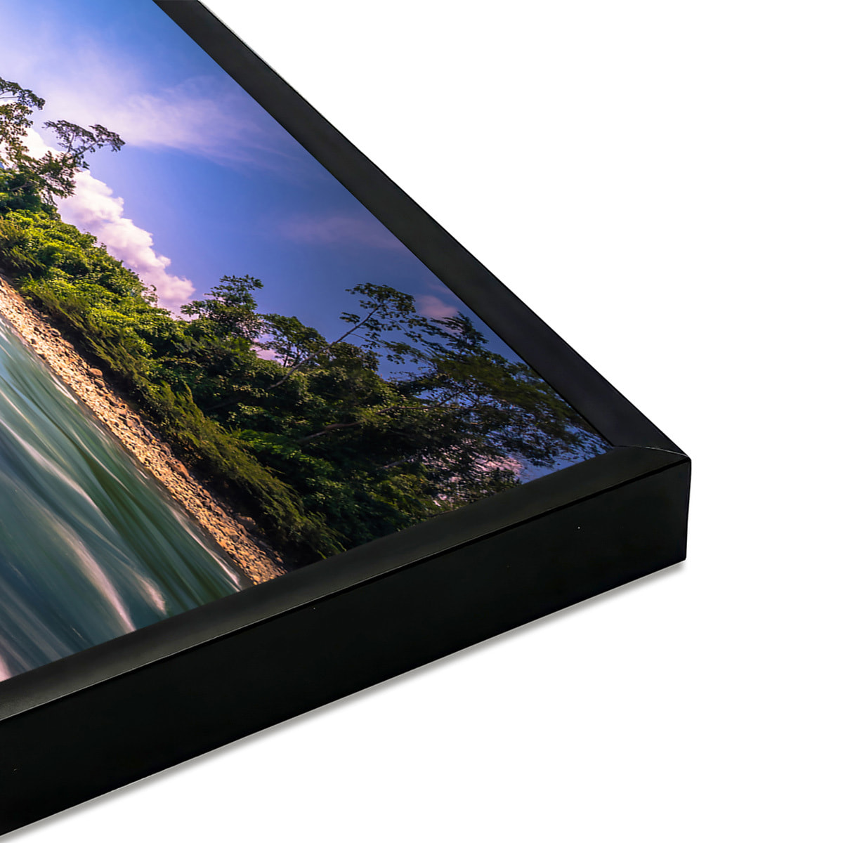 Affiche encadrée rivière tropicale en pleine nature Affiche + cadre en métal - Noir