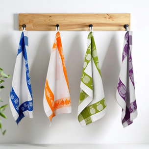Lot de 3 torchons en nid d'abeille 50 × 70 cm en coton