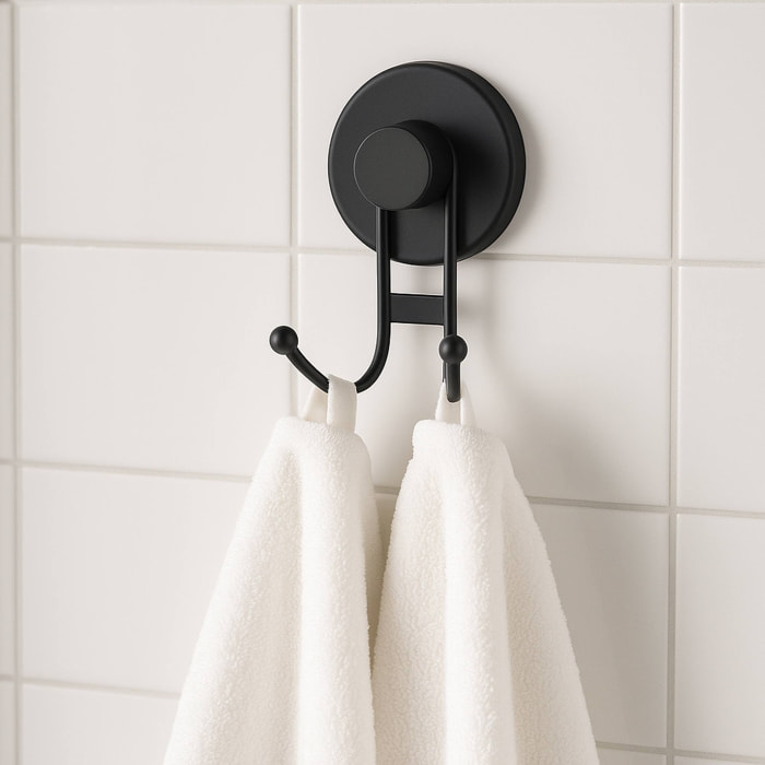 Well home gancho de hierro con abs y tapa de succión color negro