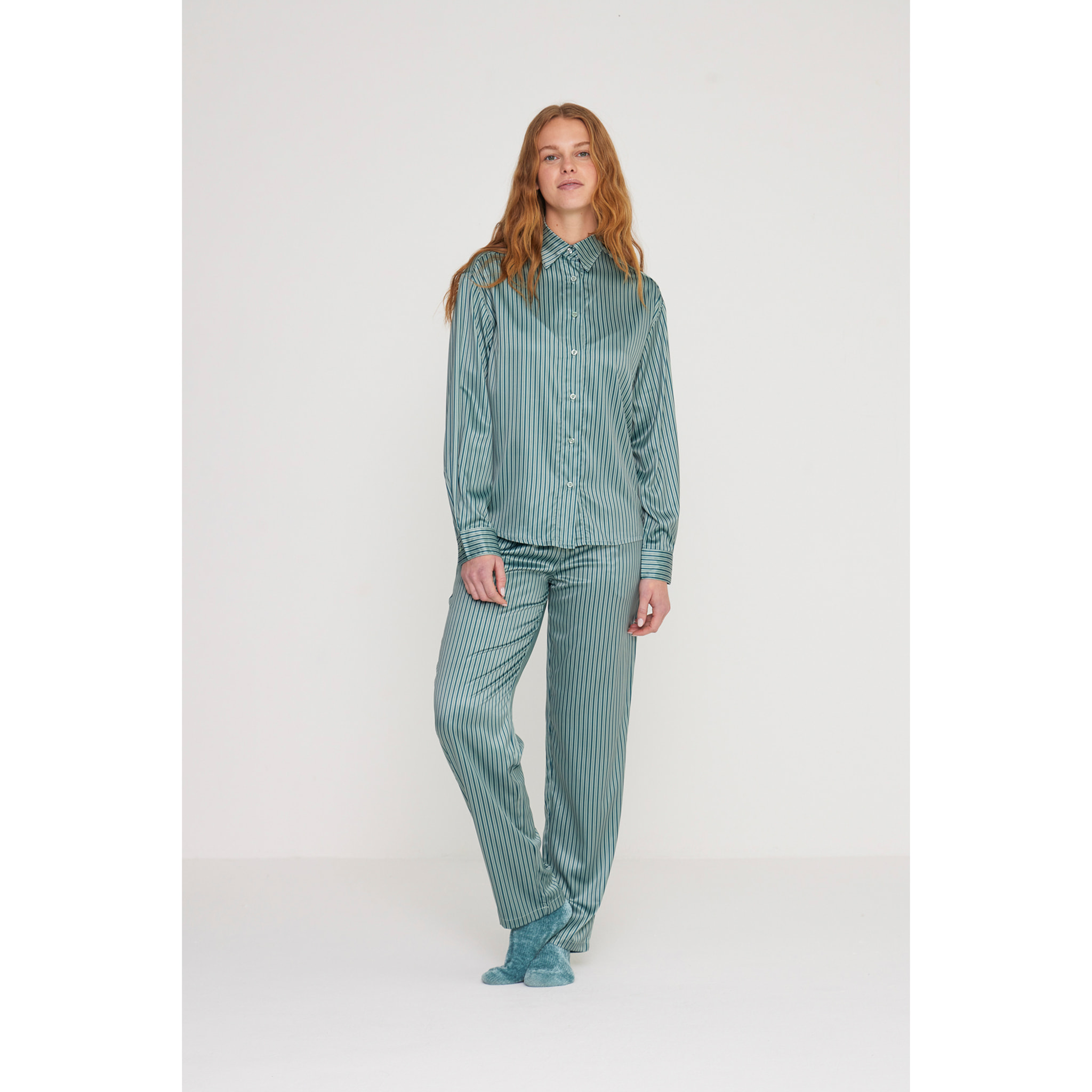 Pigiama donna lisette in raso con collo camicia Noidinotte