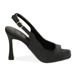 Décolleté Slingback open toe Nere, tacco 9,5 cm