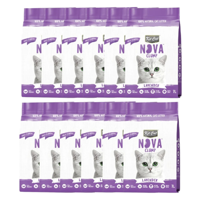Kit Cat Nova Pack Ahorro 12 - Lavander 7 L Arena Vegetal para gatos