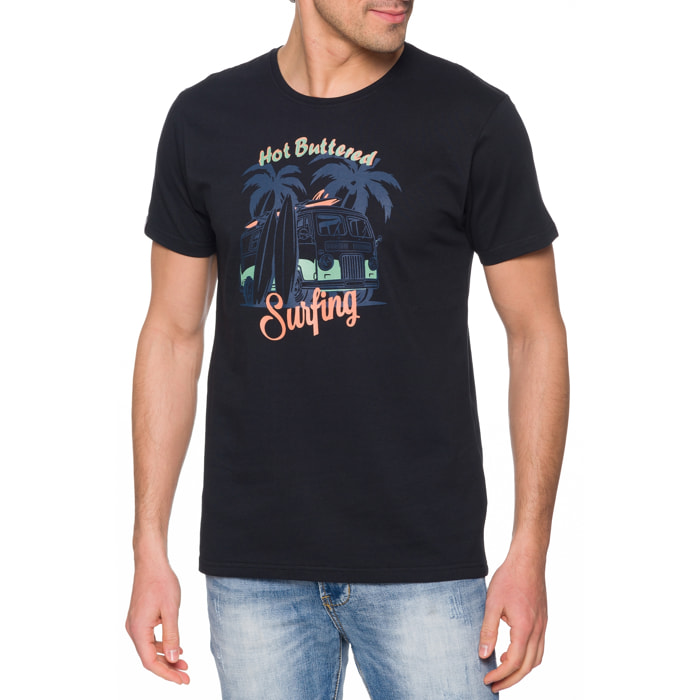 T-shirt in cotone 150 gr Hot Buttered Magnetic Colore Nero.