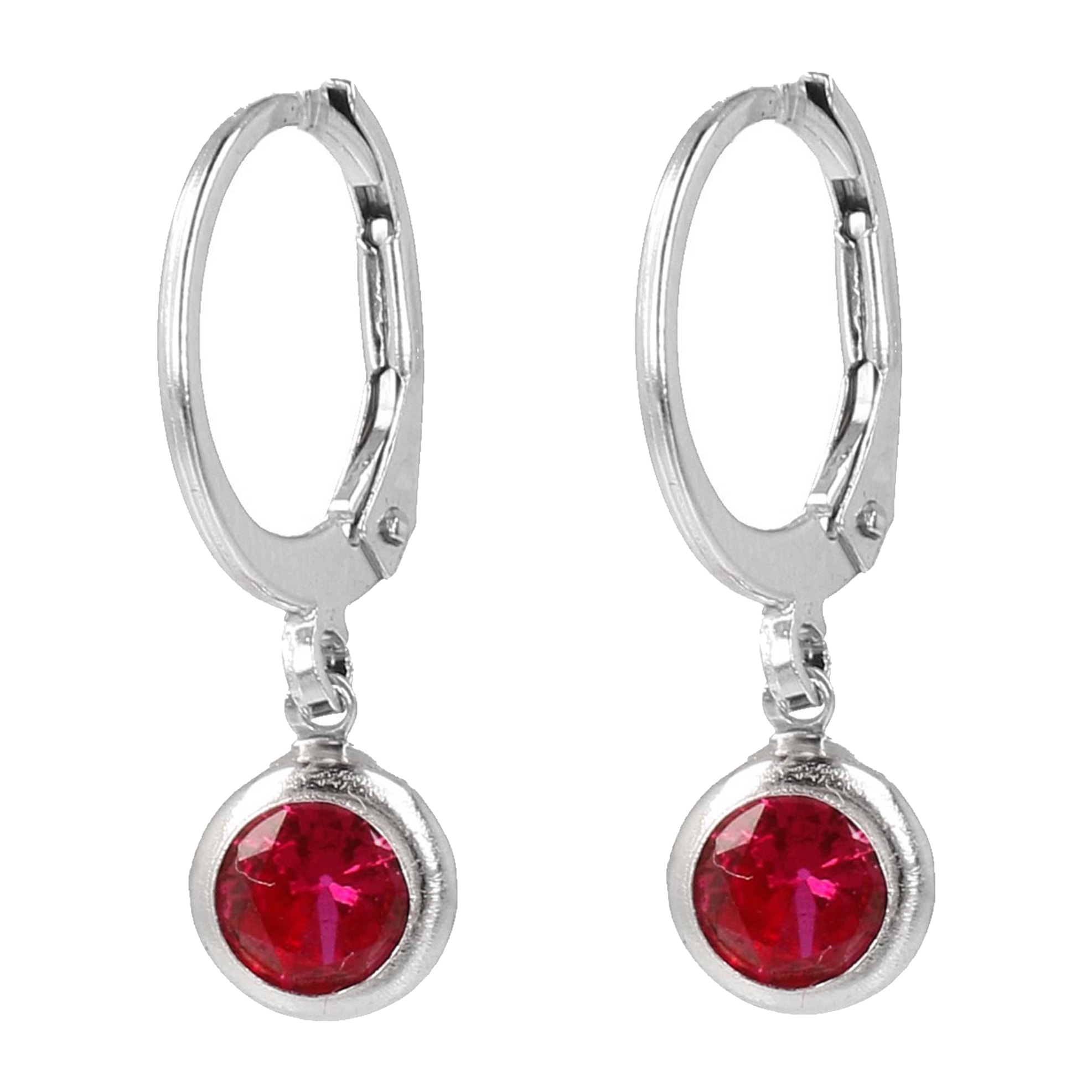 Orecchini Pendenti con Cubic Zirconia Rosse in Argento 925