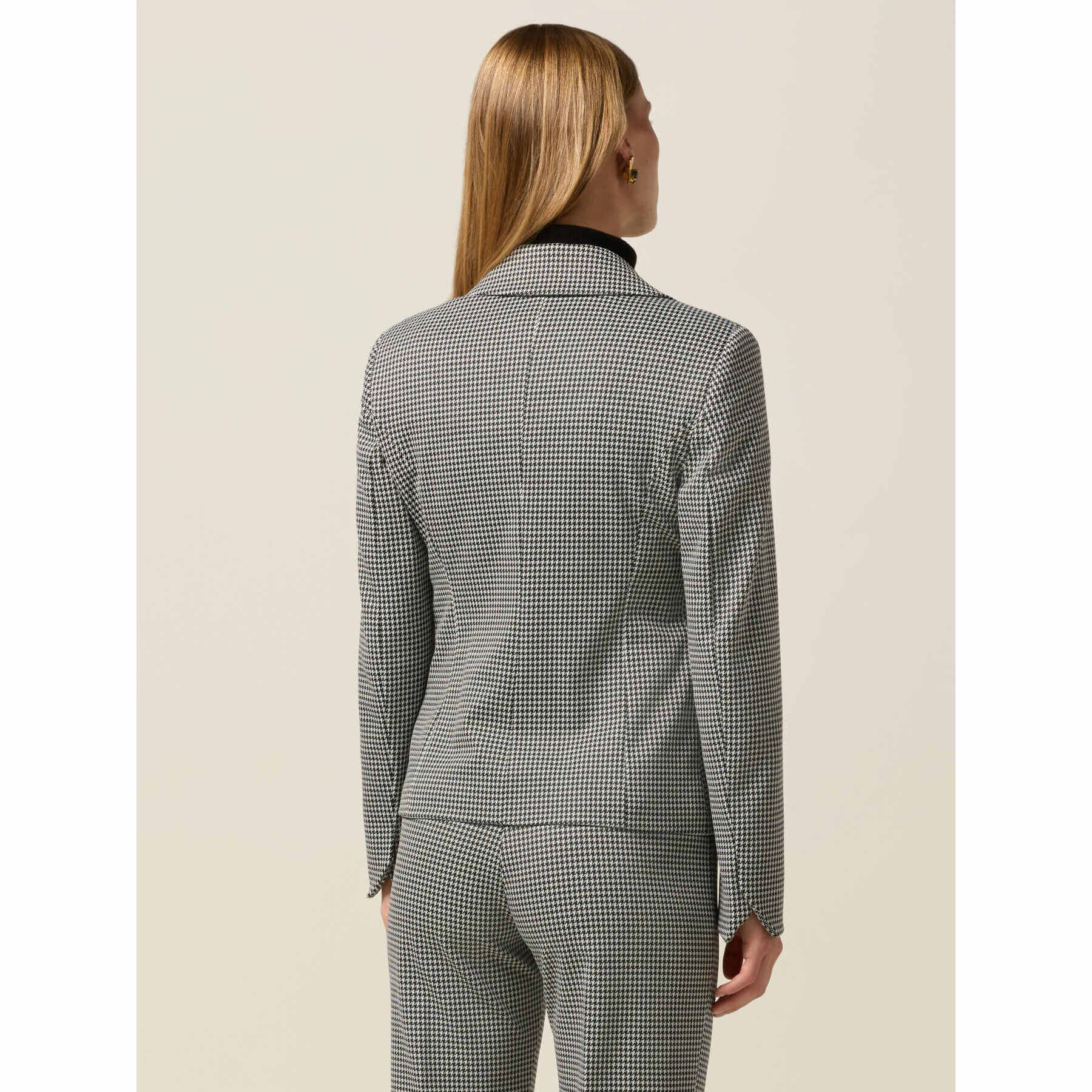 Oltre - Blazer de pata de gallo en punto milano - Gris