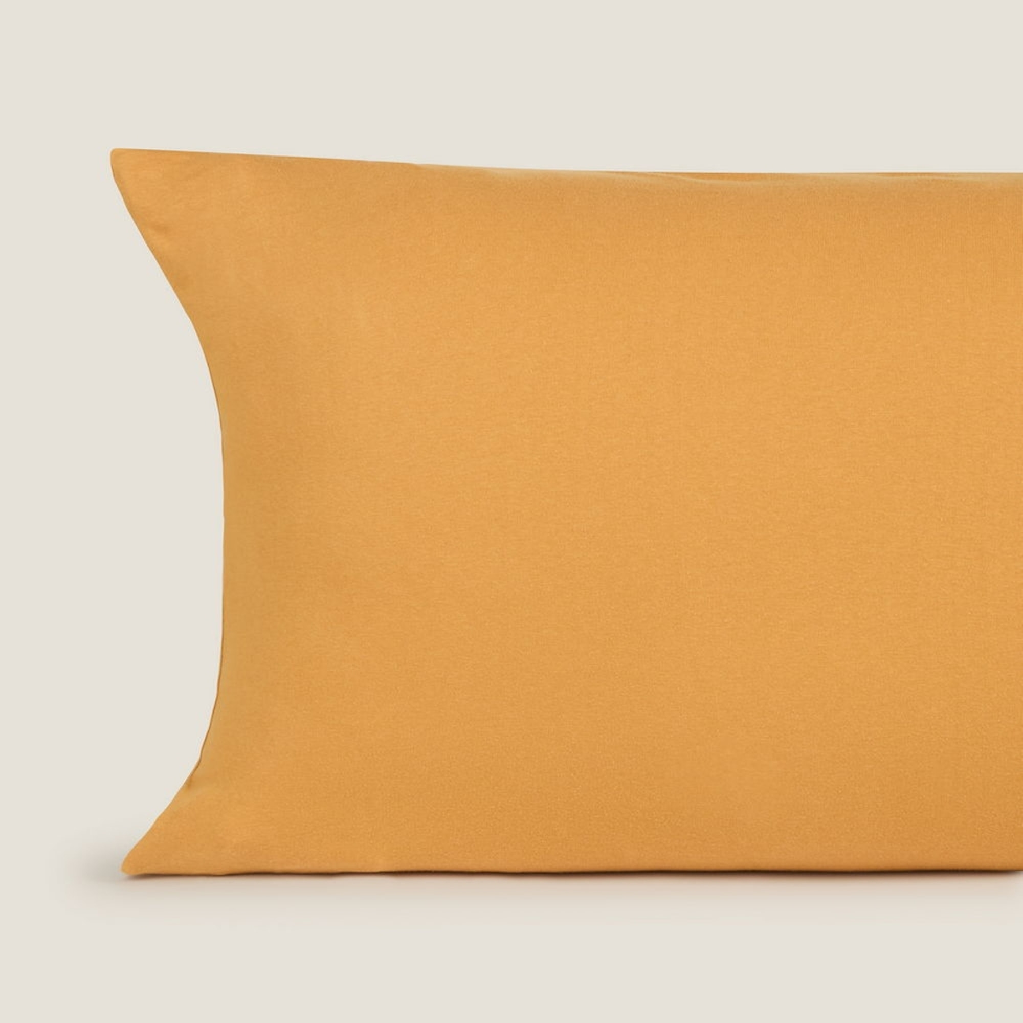 Funda almohada punto algodón BCI sostenible Puntib color amarillo mostaza Punto de algodón