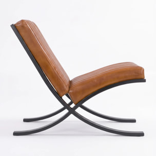Fauteuil en cuir de buffle marron - Gustave