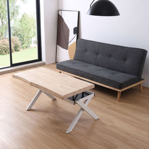 Mesa de centro elevable Xena Fit Roble - Blanco