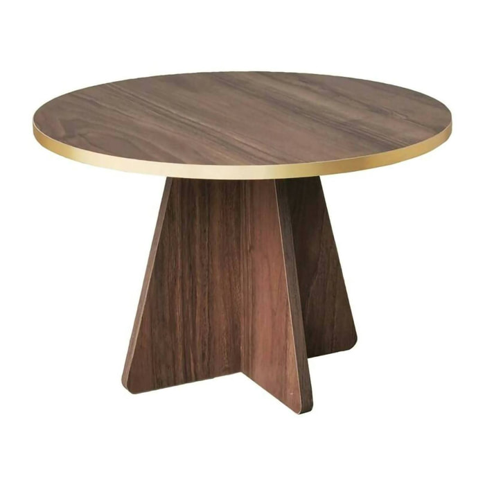 Tavolino da salotto Armanda, Tavolo basso da caffè, Portariviste per divano, Ripiano da soggiorno, 60x60h40 cm, Oro e Noce