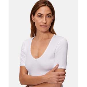 Camiseta térmica de mujer de fibra de invierno de manga corta