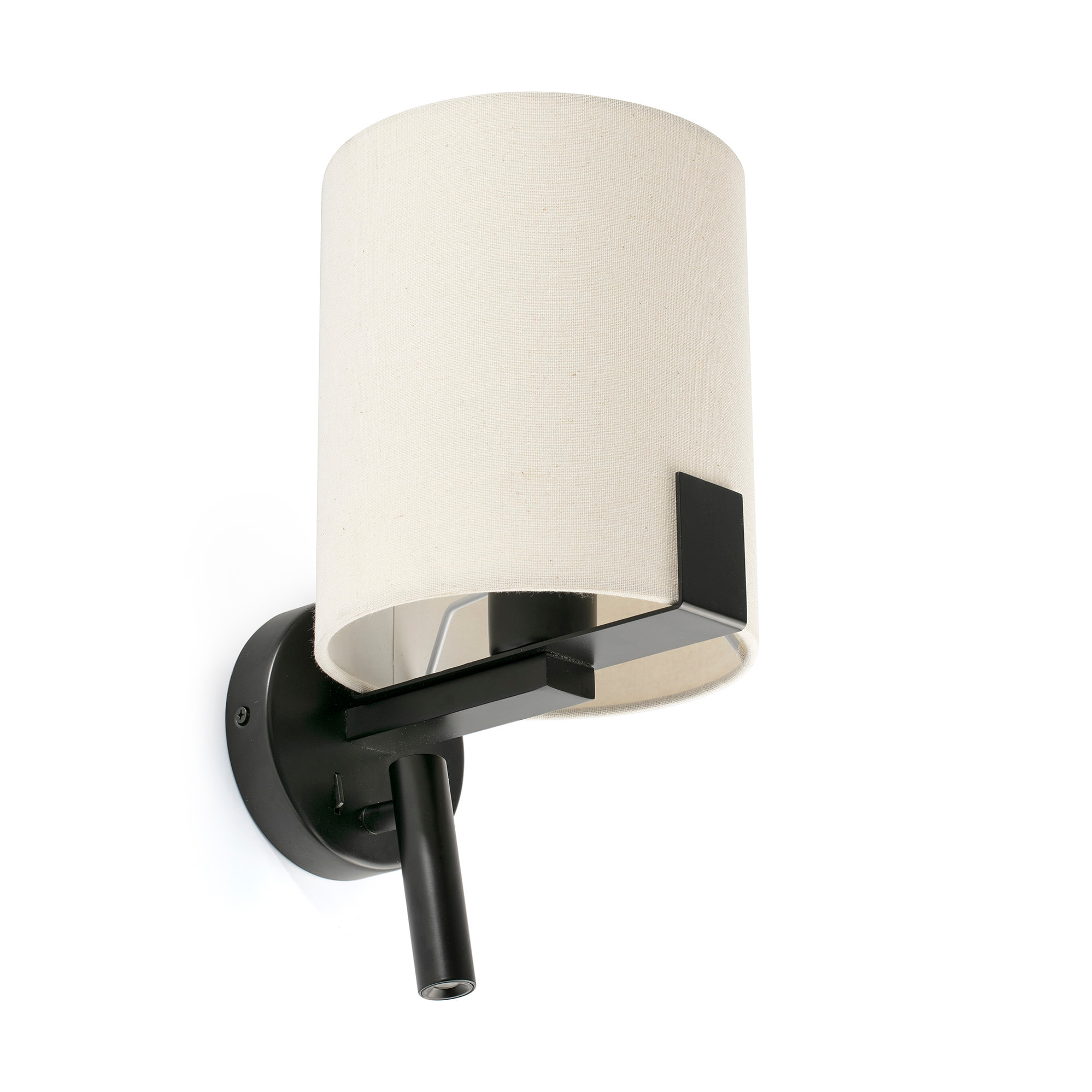 NILA Lampe applique noire et blanc cassé avec lecteur