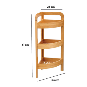 Étagère d'angle 3 niveaux 23 cm Bambou