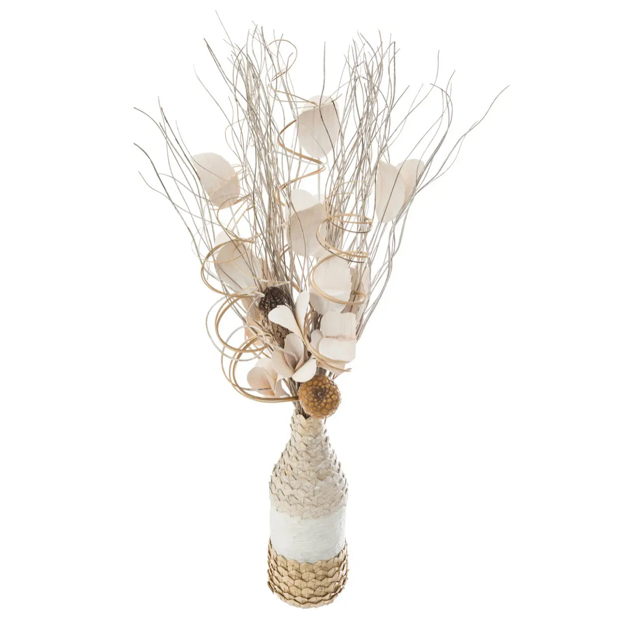 Composition florale artificielle - vase en osier - H50 cm