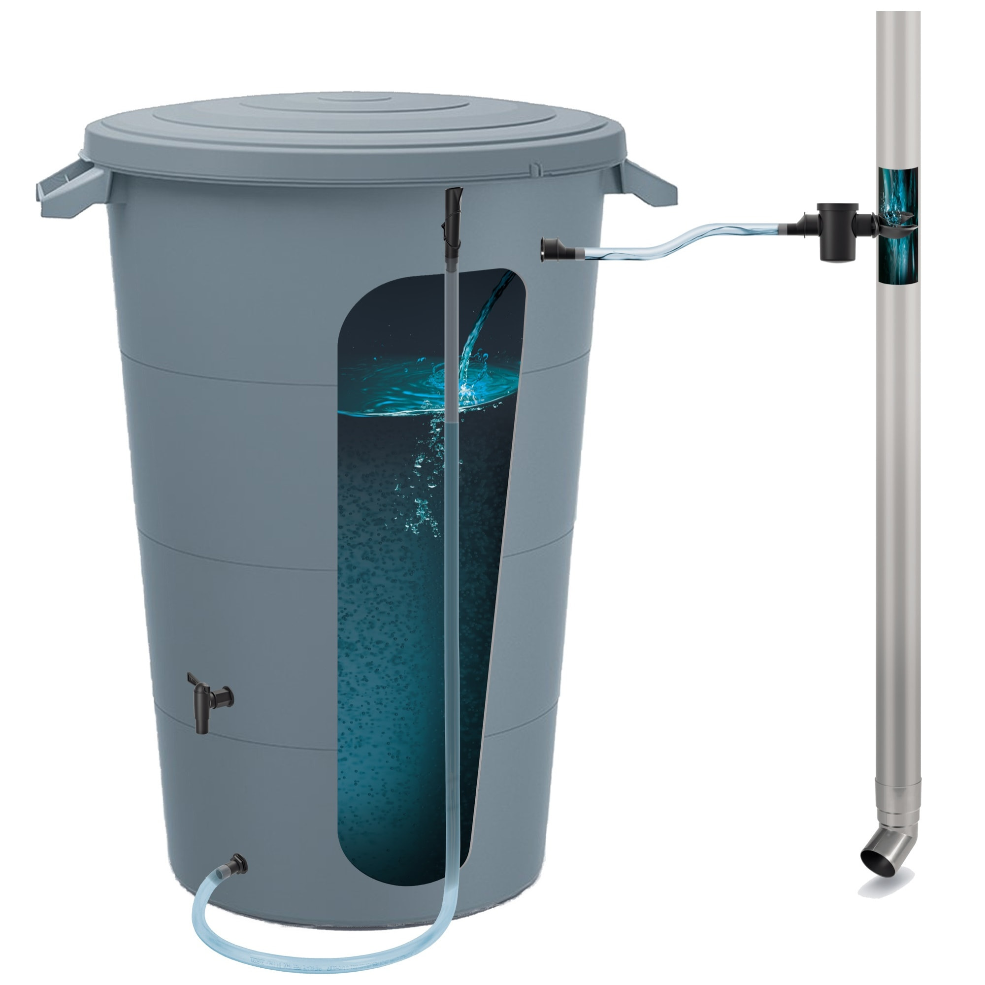 Barril de captación de agua smooth 80l., dimensiones (mm) 565x464x650 + set de accesorios