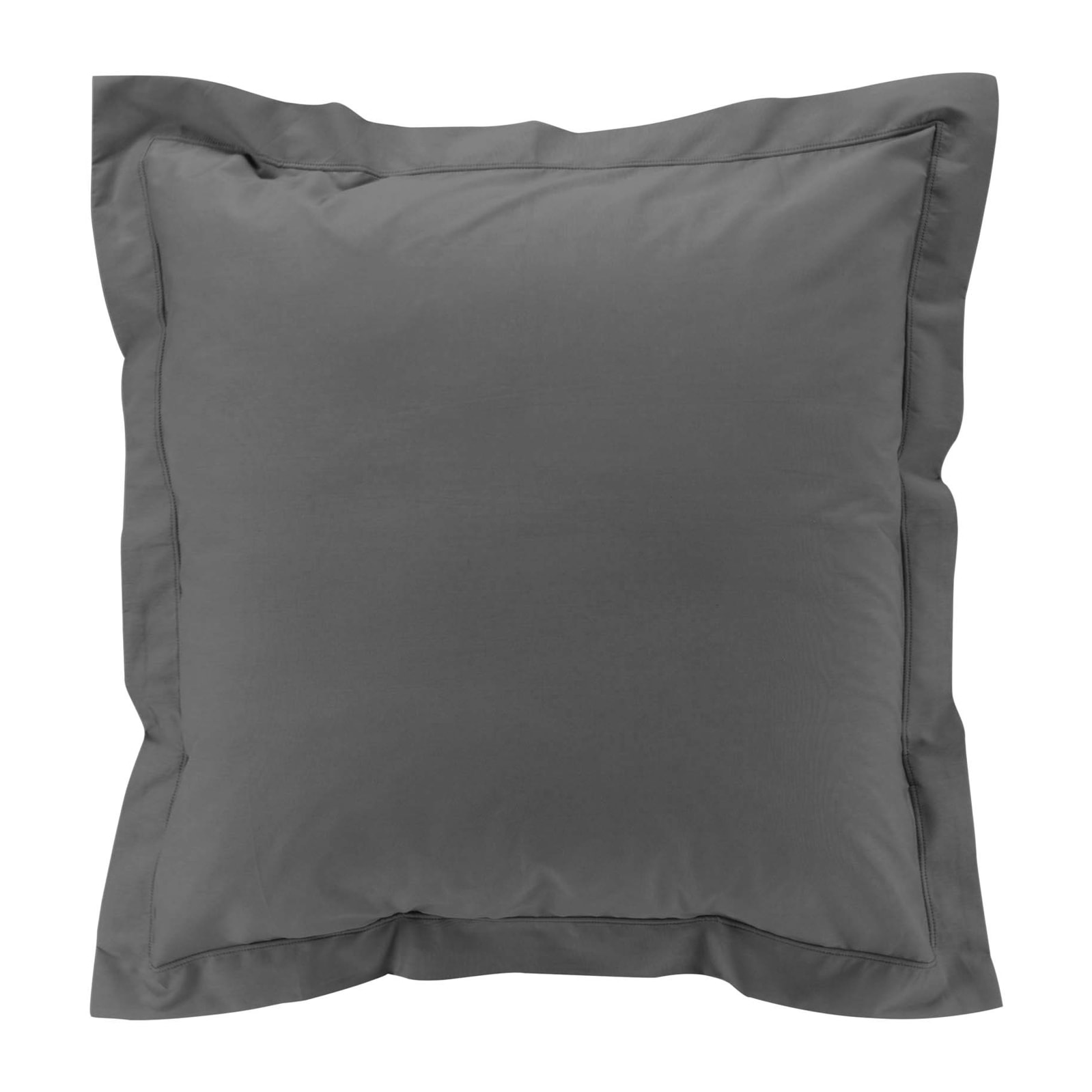 Taie d'oreiller volant plat 100% percale de coton ORIGINE - Gris