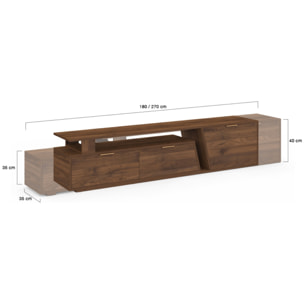 Meuble TV extensible Livona effet noyer 180-270cm